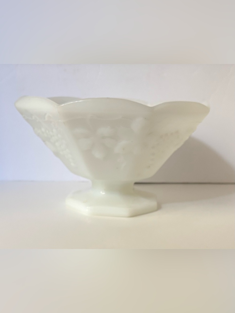 Anchor hocking vintage Milk glass pedestal bowl-large